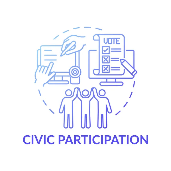 Participação Cívica Ícone Conceito Azul Gradiente Escuro Engajamento Social Integração —  Vetores de Stock