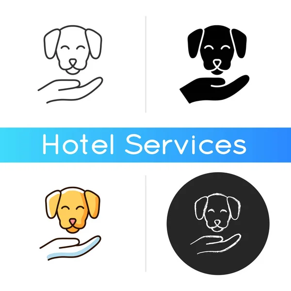 Djurvänlig Ikon Hotell Som Erbjuder Utbud Bekvämligheter För Husdjursägare Och — Stock vektor