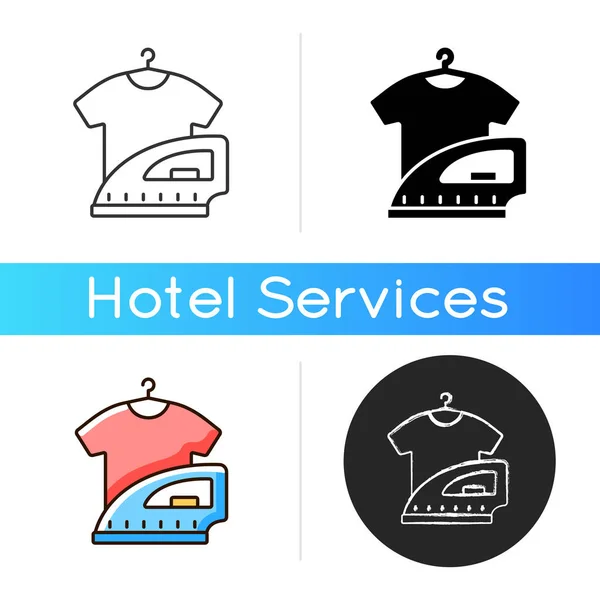 Icono Lavandería Servicio Lavandería Del Hotel Servicio Que Lava Plancha — Vector de stock