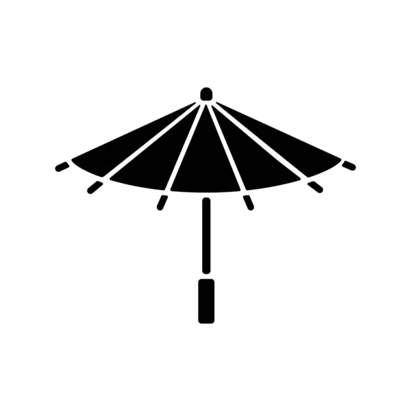 Корейский Зонт Символ Черного Знака Бамбук Бумажный Зонтик Этнический Японский — стоковый вектор
