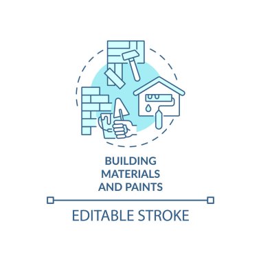 Malzeme yapmak ve konsept ikonu boyamak. Kapalı hava kirliliği fikri ince çizgi çizimi. Sentetik malzemeler dekore ediliyor. Asbest. Vektör izole edilmiş RGB renk çizimi. Düzenlenebilir vuruş