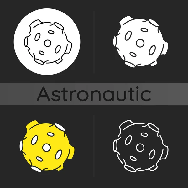 Icono Tema Oscuro Luna Satélite Natural Nuestro Planeta Gran Cuerpo — Archivo Imágenes Vectoriales