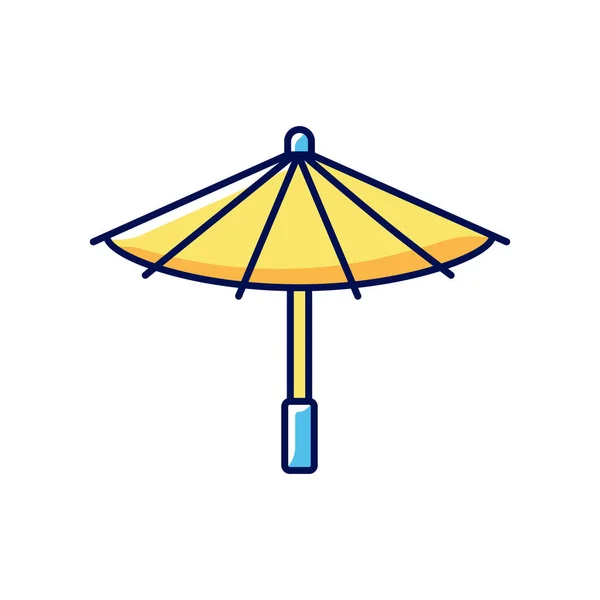 Korean Umbrella Rgb Color Icon Bamboo Paper Parasol Ethnic Japanese — Stock Vector