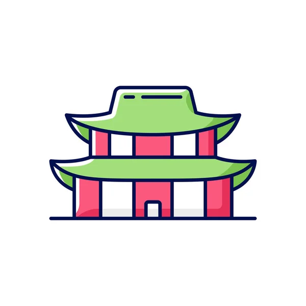 Gyeongbok Palace Rgb Color Icon National Ethnic Architecture Tourist Landmark — Stock Vector