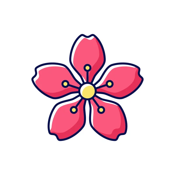 Körsbär Blommar Rgb Färg Ikon Japansk Sakura Säsongsmarschblommor Trädet Blommar — Stock vektor