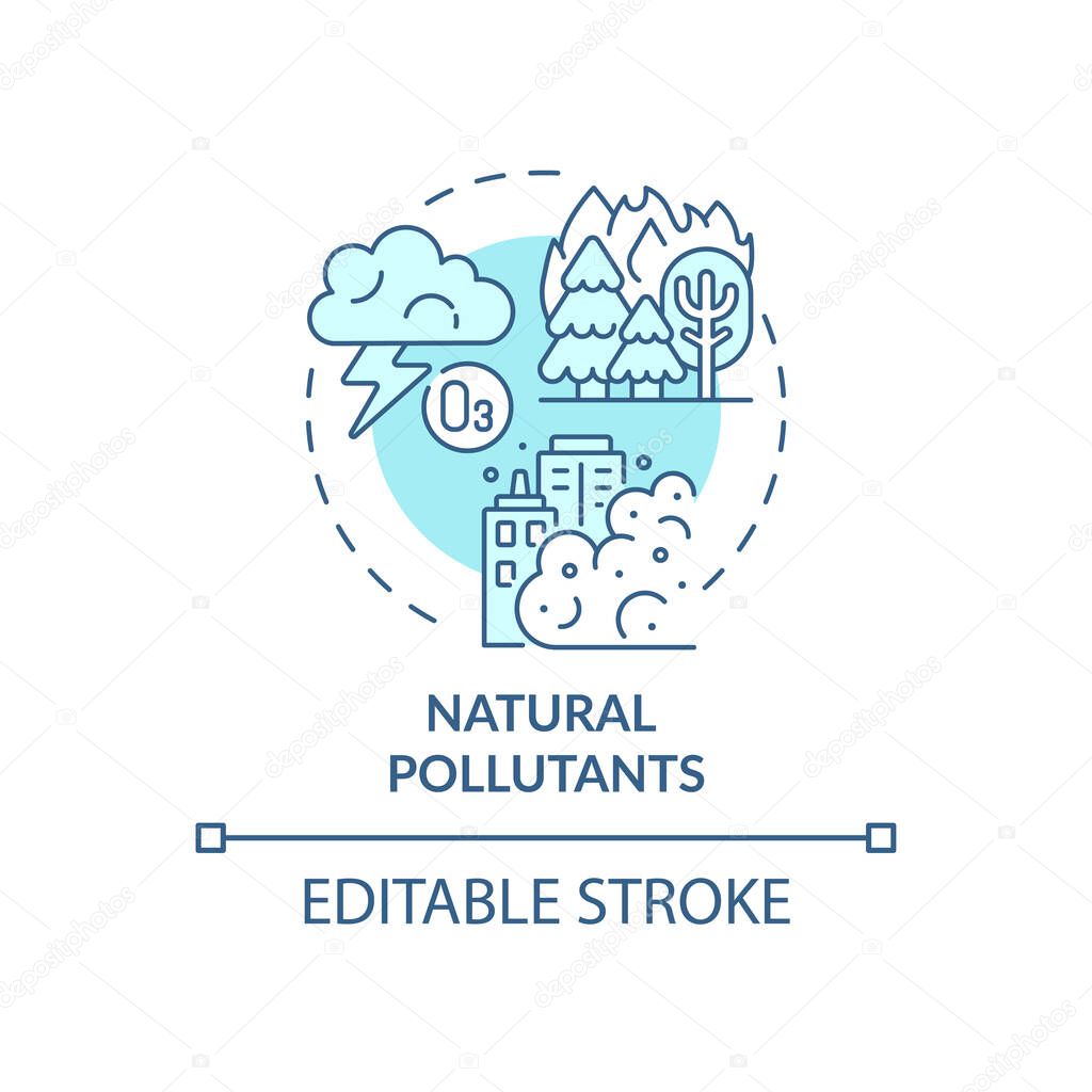 Natural pollutants concept icon. Outdoor air pollutant idea thin line illustration. Anthropogenic pollution. Windblown dust. Fog and mist. Vector isolated outline RGB color drawing. Editable stroke