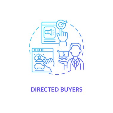 Yöneten alıcılar konsept simgesi. İnternet tüketicisi davranış fikri ince çizgi çizimi. Borsacılar, siberaracılar. Karşılaştırılabilir analiz. Hedefe odaklan. Vektör izole edilmiş RGB renk çizimi