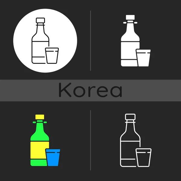 Soju Dark Theme Icon Asian Alcoholic Drink Alcohol Bottle Japanese — Stock Vector