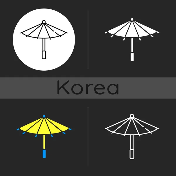 Koreanischer Regenschirm Dunkel Thema Symbol Bambus Und Papiersonnenschirm Ethnisch Japanisches — Stockvektor