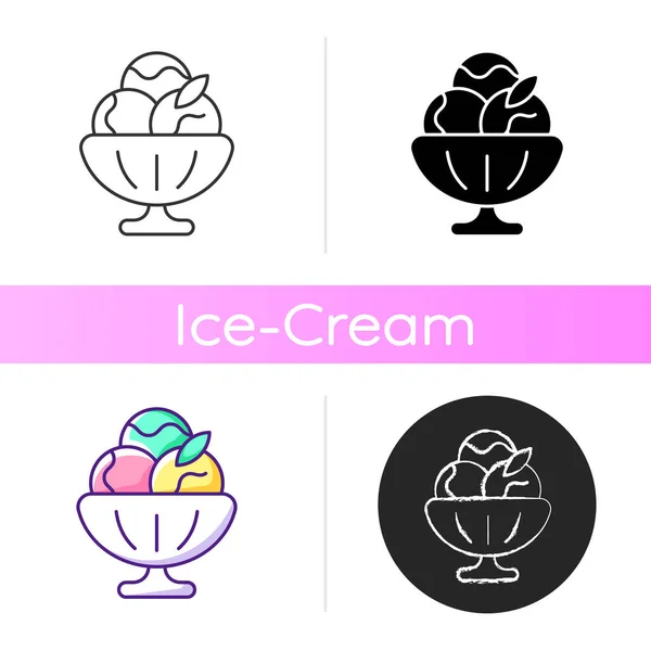 Icono Sorbete Helado Sherbet Dulce Congelado Fruta Hacia Adelante Hecho — Vector de stock