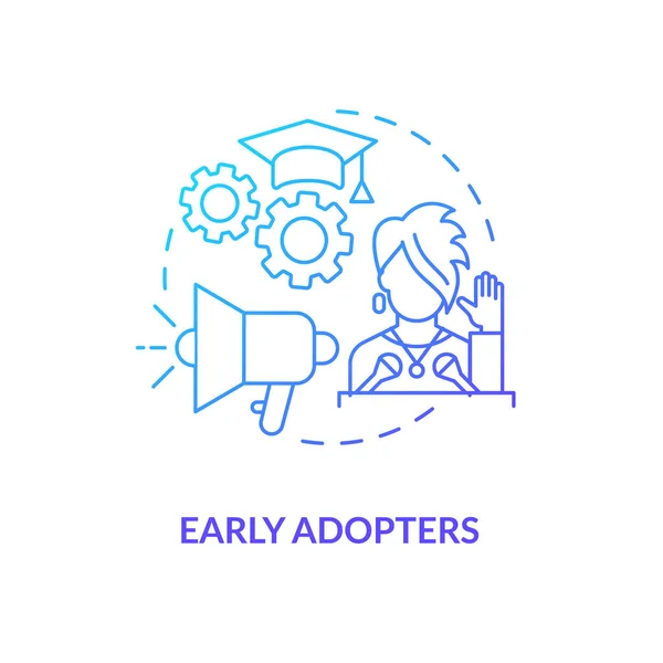 Icono Concepto Los Primeros Adoptantes Adoptores Producto Categoría Idea Delgada — Vector de stock