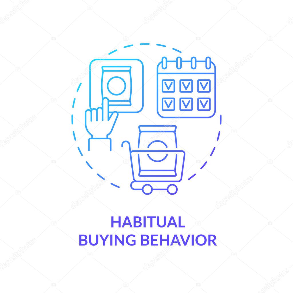 Habitual buying behavior concept icon. Consumer behavior idea thin line illustration. No brand loyalty. Decisions made out habit. Daily routine. Vector isolated outline RGB color drawing
