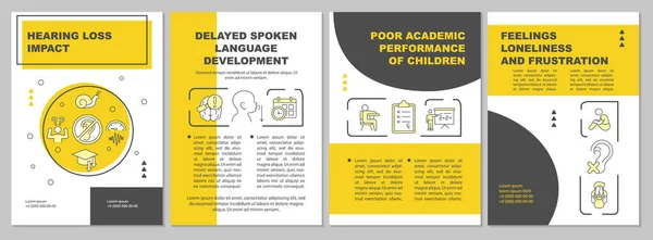 Hearing Loss Impact Brochure Template Spoken Language Delay Flyer Booklet — Stock Vector