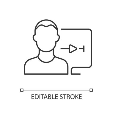 Yayın servisi kullanıcı hesabı doğrusal simgesi. Evde video izliyorum. Kişisel kullanım hesabı. İnce çizgi özelleştirilebilir illüstrasyon. Contour sembolü. Vektör izole çizim. Düzenlenebilir vuruş