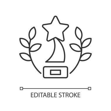 Ödüllü içerik doğrusal simgesi. Video yayın platformunda ödüllü filmler. İnce çizgi özelleştirilebilir illüstrasyon. Contour sembolü. Vektör izole çizim. Düzenlenebilir vuruş
