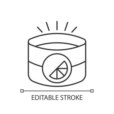 Markalı ışık yansıtıcı kol bandı doğrusal simgesi. Geceleri çalışmak için özel bir grup. İnce çizgi özelleştirilebilir illüstrasyon. Contour sembolü. Vektör izole çizim. Düzenlenebilir vuruş