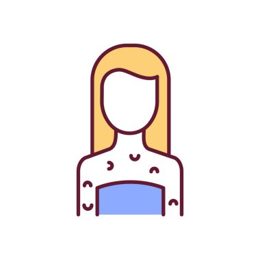 Sistemik deri, RGB renk simgesini kızartır. Bulaşıcı bulaşıcı hastalık. Hamilelikte kızamık. Böcek ısırıkları. Alerjiler, enfeksiyonlar. Çocukluk hastalıkları. Doğum kızamığı. İzole vektör illüstrasyonu