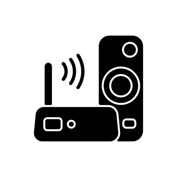 Media Streaming Device Black Glyph Icon Watching Television Internet Connected — Stock Vector