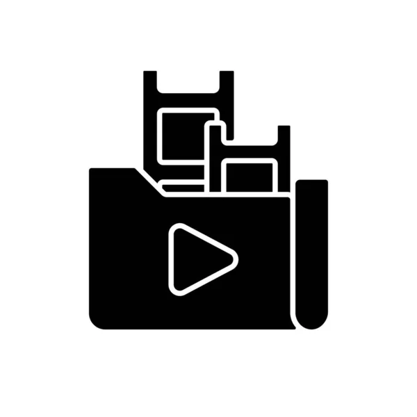 Streaming Service Library Black Glifo Icono Colección Películas Programas Televisión — Archivo Imágenes Vectoriales