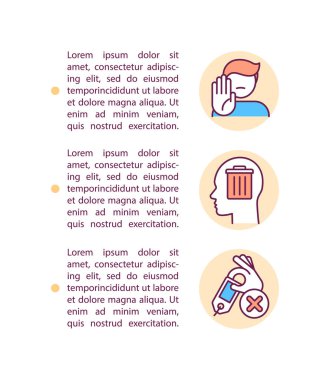 Metinli zihinsel karmaşa temizleme konsepti simgeleri. Kopya uzayı ile PPT sayfa vektör şablonu. Broşür, dergi, gazete tasarımı. Beyaz üzerinde ev ortamı doğrusal çizimler temizleniyor