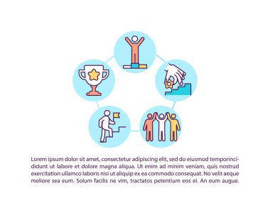 Kültür konsepti çizgisi simgelerini metinle kazanmak. Kopya uzayı ile PPT sayfa vektör şablonu. Broşür, dergi, gazete tasarımı. Pozitif tavır. Beyaz üzerinde yüksek performanslı doğrusal çizimler