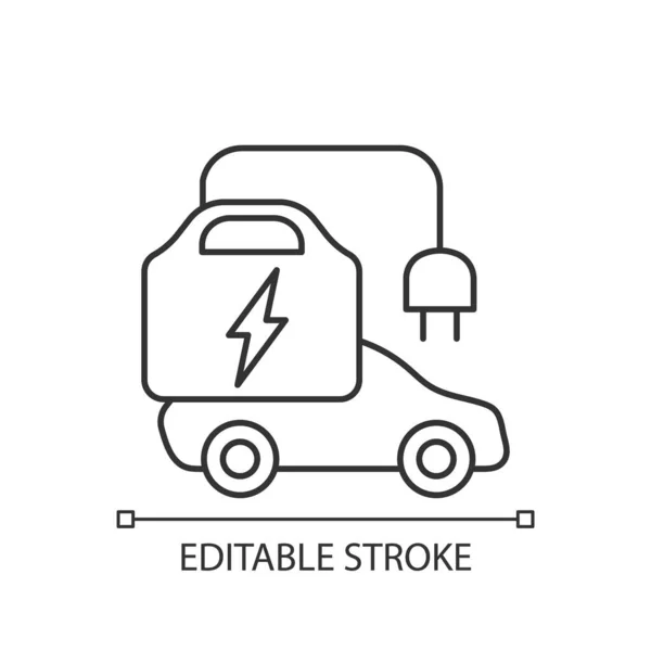 Icono Lineal Del Cargador Portátil Estación Carga Para Electromóviles Que — Vector de stock