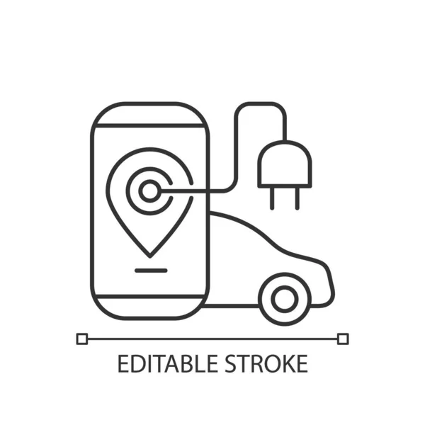 Ícone Linear Aplicativo Carregamento Aplicação Digital Para Encontrar Estações Carregamento —  Vetores de Stock