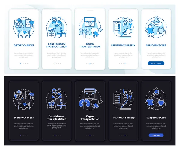 Genetische Krankheiten Behandlung Onboarding Mobile App Seite Bildschirm Mit Konzepten — Stockvektor