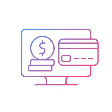 Üyelik ücreti gradyan doğrusal vektör simgesi. Platform kullanımı için yıllık, aylık ücret ödüyorum. İnce çizgi renkli semboller. Modern tarz pictogram. Vektör izole çizimi