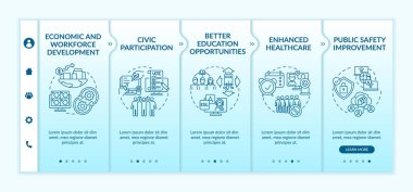 Dijital kapsama vektör şablonunda fayda sağlıyor. Simgeli ilgili mobil web sitesi. Web sayfasında 5 basamaklı ekranlar. Doğrusal çizimler ile dijitalleştirme renk kavramı