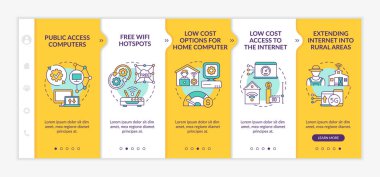 Dijital kapsama geliştirme vektör şablonunda. Simgeli ilgili mobil web sitesi. Web sayfasında 5 basamaklı ekranlar. Doğrusal çizimler ile dijitalleştirme renk kavramı