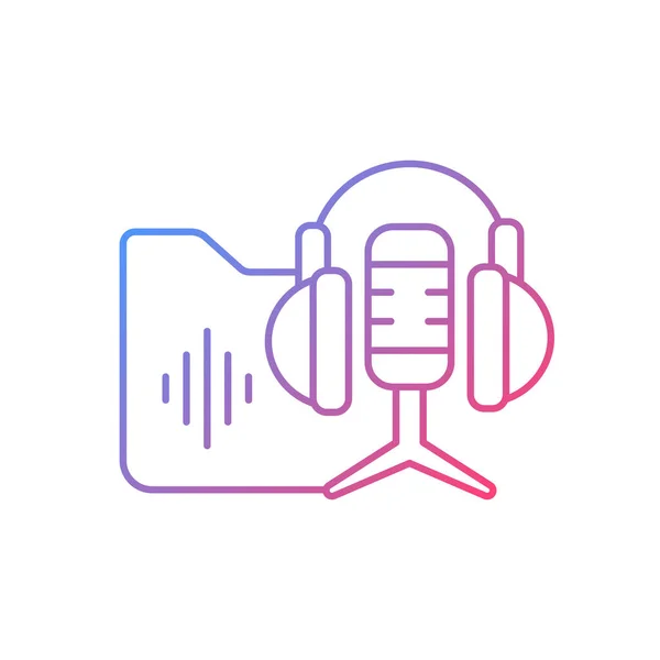 Ícone Vetorial Linear Gradiente Biblioteca Podcasts Série Conteúdo Áudio Sob — Vetor de Stock