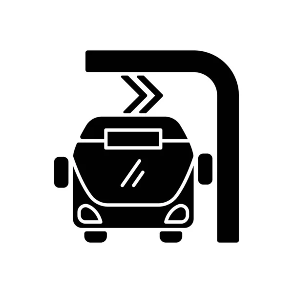 Bus Électrique Route Charge Icône Glyphe Noir Remplissage Batterie Bus — Image vectorielle