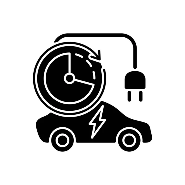 Charging Time Black Glyph Icon Time Spent Fill Battery Electromobile — Stock Vector