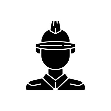 Fütürist gözlük siyah sembol. Cyberpunk insanı, bilim kurgu adamı. Yüksek teknoloji gözlükler, yüz büyütme. Dystopian geleceği. Beyaz uzayda siluet sembolü. Vektör izole illüstrasyonu