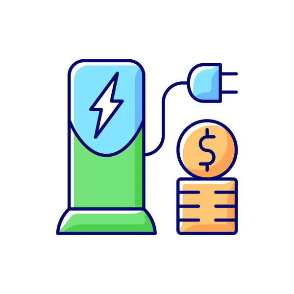 Charging Cost Rgb Color Icon Amount Money Payed Charging Battery — Stock Vector