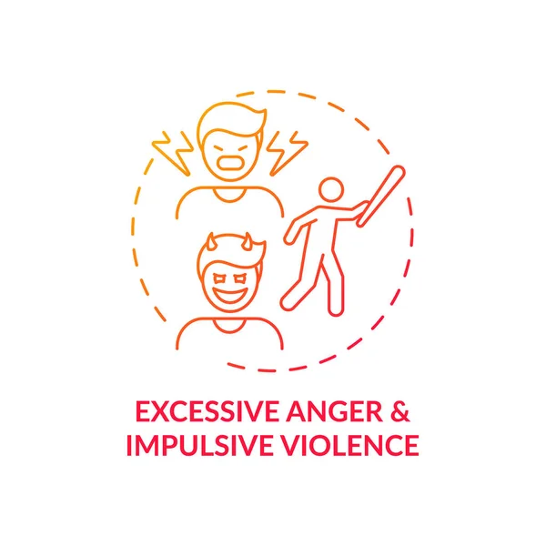 Nadmierny Gniew Impulsywna Przemoc Ikona Czerwonego Gradientu Zdrowie Psychiczne Problemy — Wektor stockowy