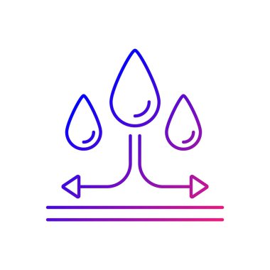 Doku gradyanı doğrusal vektör ikonu üzerinde su geçirmez kumaş özelliği. Yağmur geçirmez lif. Su malzemelerinden etkilenmez. İnce çizgi renkli semboller. Modern tarz pictogram. Vektör izole çizimi