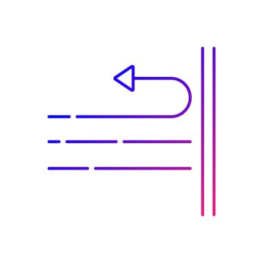 Rüzgâra dayanıklı kumaş gradyan vektör simgesi. Rüzgâra dayanıklı lif özelliği etiketi. Özel tekstil kalitesi. İnce çizgi renkli semboller. Modern tarz pictogram. Vektör izole çizimi