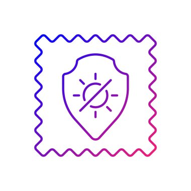 UV koruma kumaşı gradyan doğrusal vektör simgesi. Güneş ışığına dayanıklı lif. Ultraviyole yansıtıcı kaplama. İnce çizgi renkli semboller. Modern tarz pictogram. Vektör izole çizimi