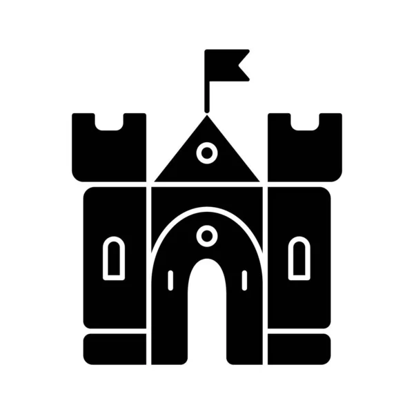 Icono Del Glifo Negro Del Castillo Medieval Edificio Histórico Fortaleza — Vector de stock