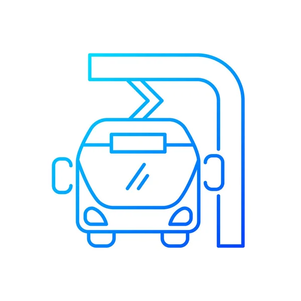 Bus Électrique Route Gradient Charge Icône Vectorielle Linéaire Remplissage Batterie — Image vectorielle