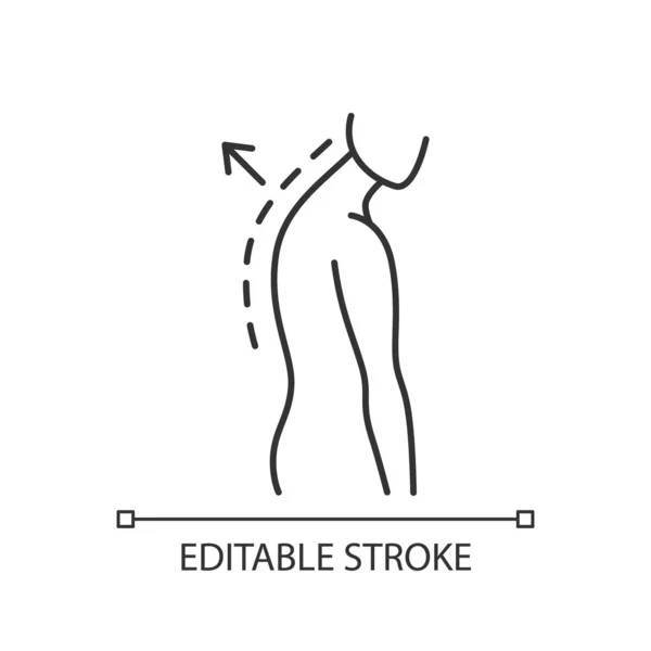 Icono Lineal Cifosis Torácica Sobresaliente Omóplato Trastorno Espinal Roundback Jorobado — Vector de stock