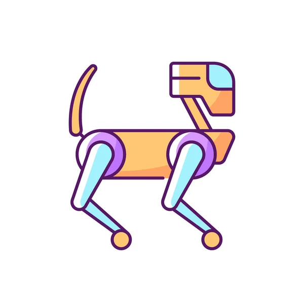 Ζώο Σαν Ρομπότ Rgb Χρώμα Εικονίδιο Σκύλος Σάιμποργκ Μηχανικό Κατοικίδιο — Διανυσματικό Αρχείο
