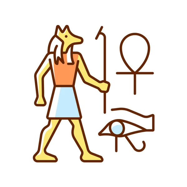 Egyptské Nástěnné Kresby Rgb Barevná Ikona Nástěnná Malba Výzdoba Stěn — Stockový vektor