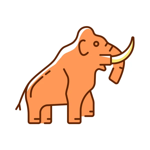 Иконка Цвета Мамонта Rgb Транкированное Млекопитающее Палеонтологические Раскопки Слоноподобные Кости — стоковый вектор