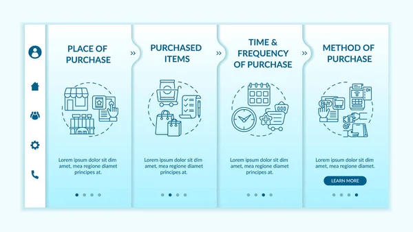 Gedrag Van Consument Patronen Onboarding Vector Sjabloon Responsieve Mobiele Website — Stockvector