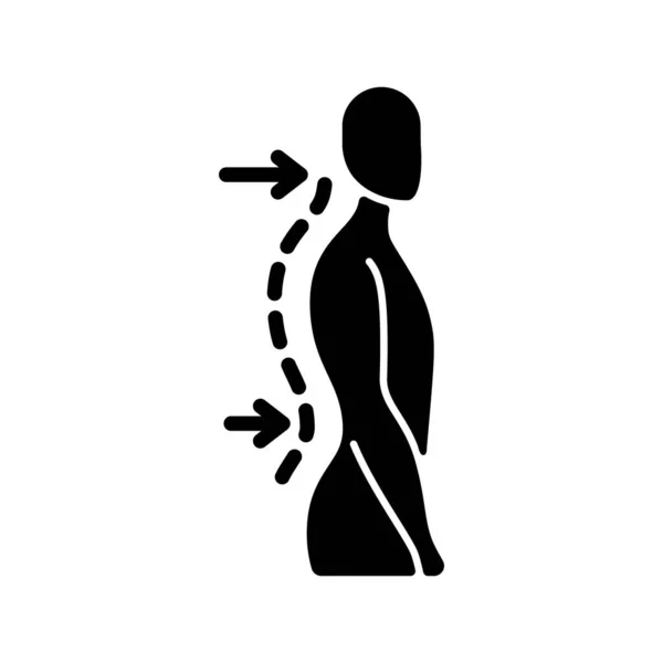 Icono Del Glifo Negro Lordosis Lumbar Curva Interna Excesiva Columna — Vector de stock