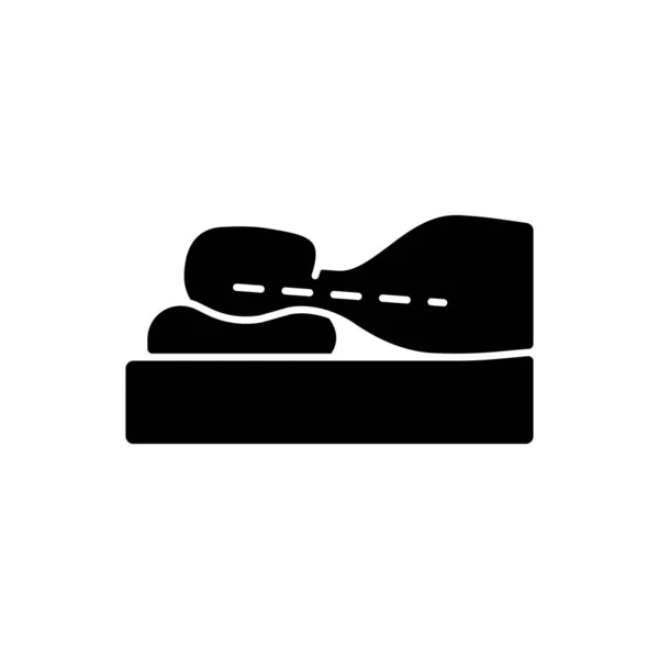 Boyun Ağrısını Azaltmak Için Doğru Uyku Pozisyonu Siyah Kabartma Simgesi — Stok Vektör