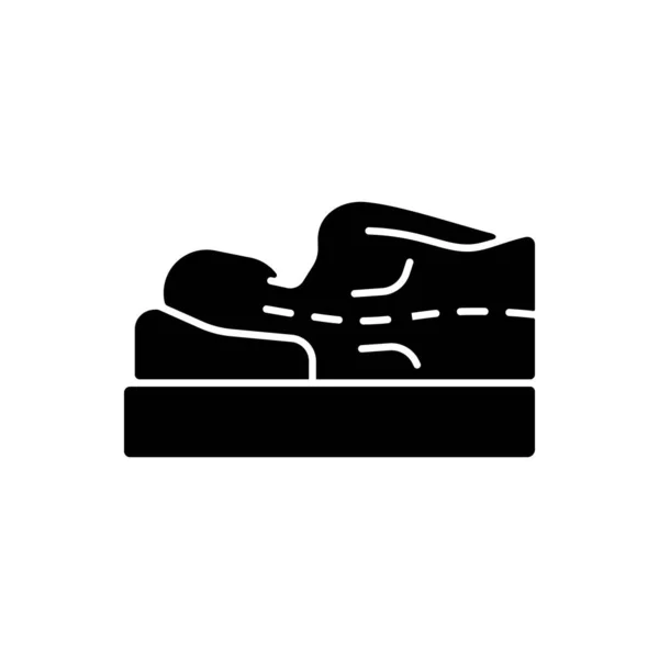 Yanlış Uyku Pozisyonu Siyah Kabartma Simgesi Omurgada Anormal Gereksiz Kıvrımlar — Stok Vektör